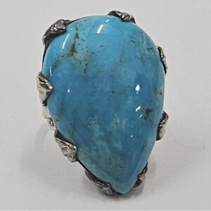 Vintage 925 Sterling Silver Turquoise Teardrop Ring Size 5.5